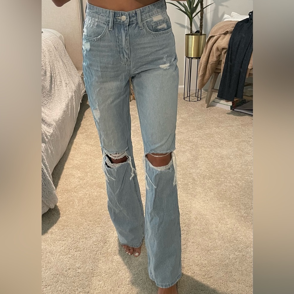 Vici distressed white leg jeans